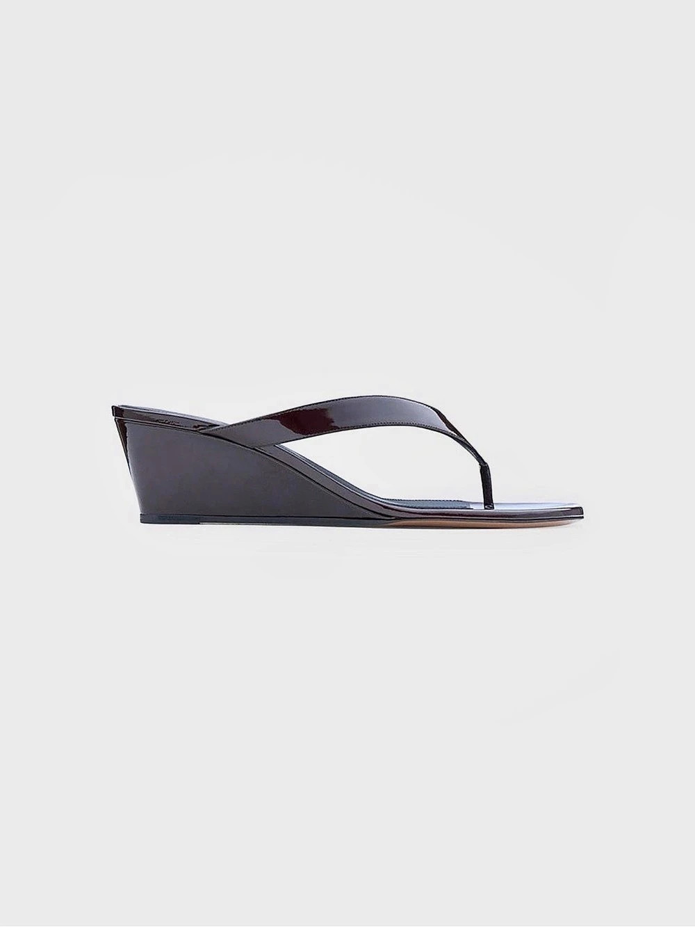 Neous Tercus Patent Leather Wedge Sandals in dark chocolate